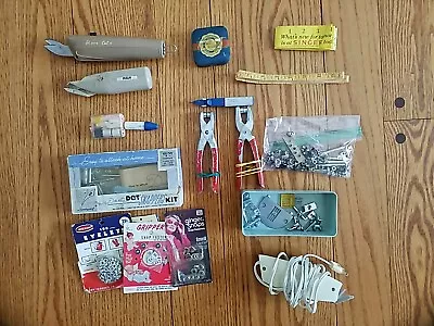 Vintage Lot Snap Fasteners And Tool Tape Dainty Dot Notions Cutters Accessories  • $40