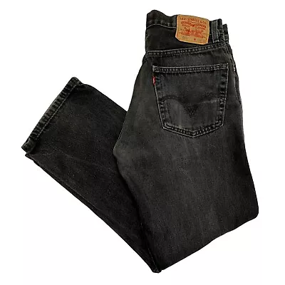 Vintage Levi's 505 Jeans Regular Straight Fit Black Mens 32W 29L Denim Zip Fly • £26.99