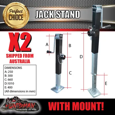 X2 Trailer Caravan Canopy Jack Stand 3600kg Rated Heavy Duty 600mm Extension • $232