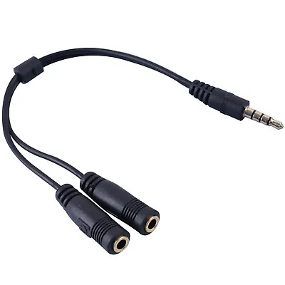 £4.99 • Buy TRRS Microphone Headphone Splitter Adapter 20cm Flexible Cable Gold 3.5mm Jack