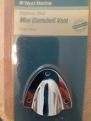 NIB WEST MARINE STAINLESS STEEL MINI CLAM SHELL VENT COWL #180349 Loc#263 • $8