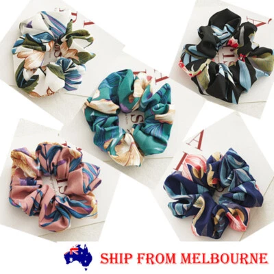 $4.49 • Buy Women Girls Fashion Fabric Floral Scrunchies Hair Ties Elastics Hair Accessories
