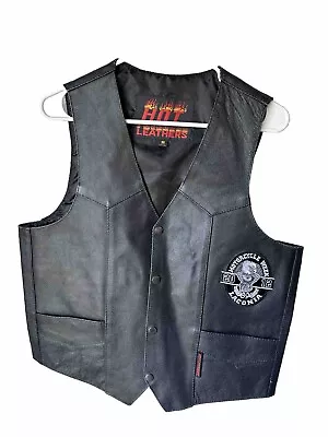 Hot Leathers Vintage Harley Davidson Vest Black Medium Men’s Biker Trucker • $24.98