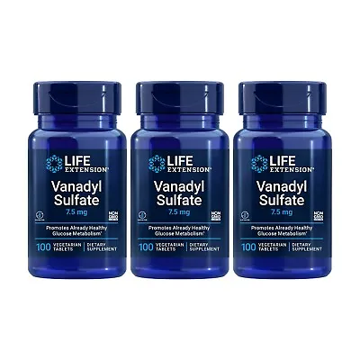 3 Pack Life Extension Vanadyl Sulfate 7.5mg Healthy Glucose Metabolism 100 Tabs • $34.95