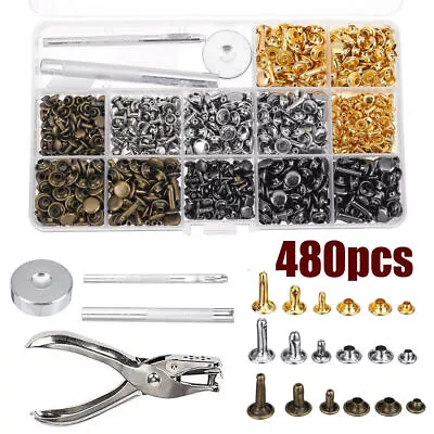 480PCS Set Rivets Double Cap Metal Stud Fixing Tool For Leather Craft Belt Kits • £11.99