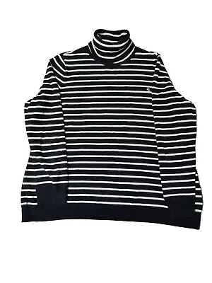 Lauren Ralph Lauren 1X Women’s Striped Long Sleeve Black And White Turtle Neck • $19.59