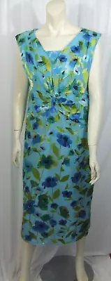 1980s Dress Size 12 1950s Wedding Prom Summer Cocktail Party Blue Floral Retro • £4.99