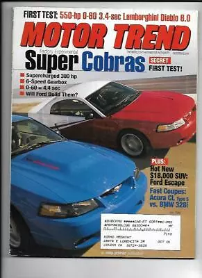 Motor Trend Magazine July 2000- Mustang Cobra Jet Lamborghini Diablo BMW 328i • $4.50