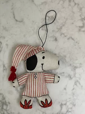 Vintage PEANUTS Snoopy In Red Pajamas Cotton Stuffed Ornament Hong Kong • $16