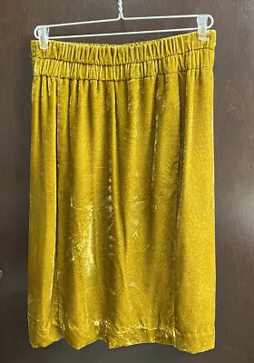 J Crew Mustard Velvet Pull-On Skirt Size ST With Pockets Pre Owned • $25