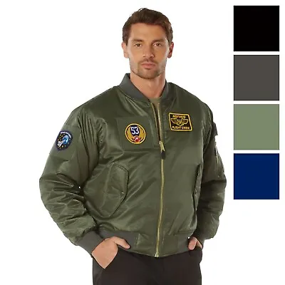 Mens Military Air Force Style MA-1 Flight Jacket With 5 Removable Patches • $73.99