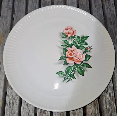 Vintage Mount Clemens Pottery Ironstone Dinner Plate Rose Pattern 10  White Pink • $4.50