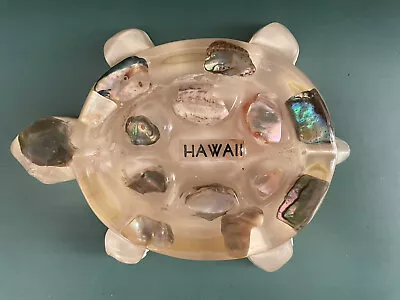 Turtle Soap Dish Vintage HAWAII Vintage Lucite & Abalone Trinket Spoon Rest • $9.99