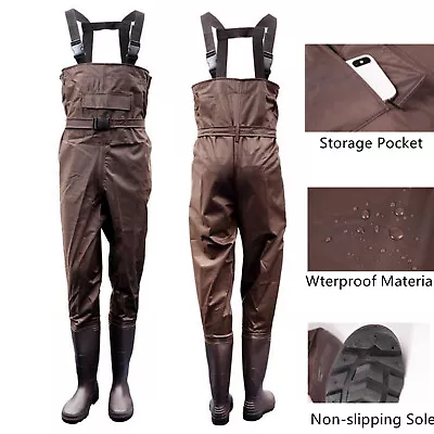 2-Ply Nylon PVC Waterproof Fishing Chest Waders Bootfoot Hunting Wader For Adult • $45.89