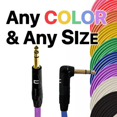 1/4  TRS Male To Right Angle Balanced Interconnect Cable - Custom Length Color • $158.49