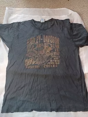 Harley Davidson 2XL T-shirt Sz 2Extra Large Powder Keg Mason Ohio Black N Gold • $14.98