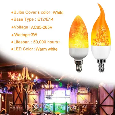 E12 E14 LED Flicker Flame Lamp Lights Burning Fire Effect Candle Bulbs Lighting • £6.69