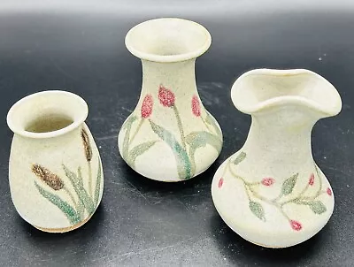 Studio Art Pottery Stoneware Two Miniature Vases & 1 Pitcher Signed SMD 2  Mini. • $24.95