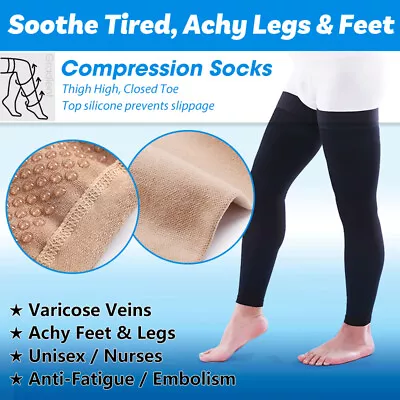 Toeless Compression Socks 23-32mmHg Anti Fatigue Maternity Nurse Medical Sleeve • $27.07