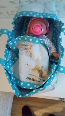 Blue Baby Doll Carry Bed( Peter Rabbit Material) • £14