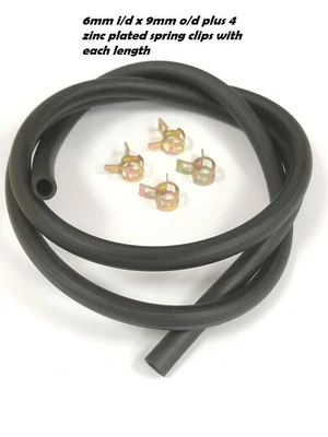 £3.79 • Buy Lawnmower Rubber Fuel Pipe Soft Flexible Plus 4 Zinc Clips 3mm, 5mm , 6mm ID