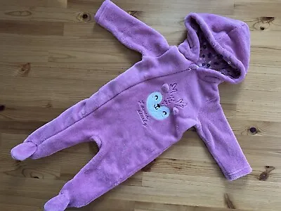 Cute Fleece All In One Suit For A Baby Girl Size 6-9 Months • £5.99
