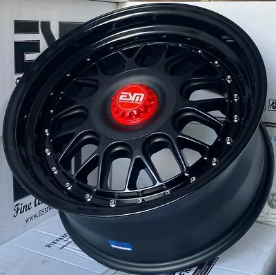 Black 17X8.5 +20 ESM-004M 4x108 Ford Focus St Wheels Rims • $796