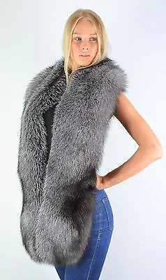 Handcrafted Saga Furs Blue Frost Fox Fur Shoulder Wrap Scarf Boa Stole Shawl • $352.34