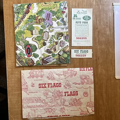 Six Flags Over Georgia Theme Park Souvenir Map Stub Bag 1961 Vintage Ephemera • $34.99