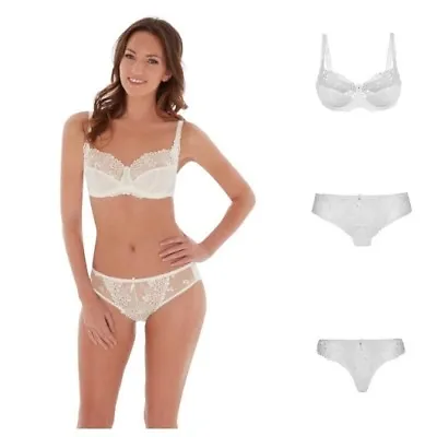 Charnos Suzette Non-Padded Balconette Bra Brief Or Thong Ivory • £11.95