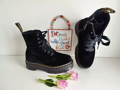 Dr Martens Velvet Jadon Platform Chunky Boots Quad  UK 6 EU 39 US 8 • £189