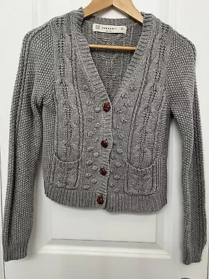 Zara Women Button Up Long Sleeve Cropped Top Cable Knit Cardigan M Size • $9