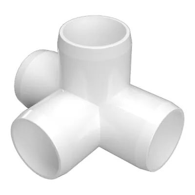 1-1/4  4-Way PVC Tee Fitting White (4-PK) FORMUFIT Furniture Grade Made In USA • $18.99