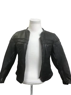 First Classics Premium Leather Gear Biker Jacket Med  Black Zip Out With Lining • $69