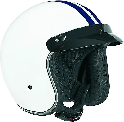 Vega X-380 White W/ Blue Stripe Open Face Motorcycle Helmet Adult Size XS • $29.99