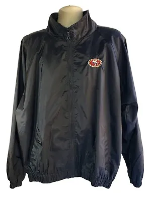 VTG SF San Francisco 49ers NFL Black Coach Jacket Wind Breaker Logo Athletic XL • $100.30