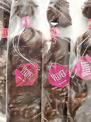 14  # Brown  Velvet Indian Remi 100% Human Hair Extensions 4 Bundles  # Brown • $29.99