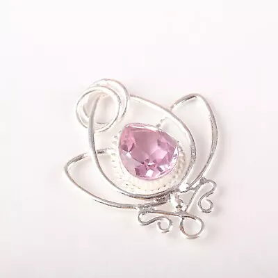 Gift For Her 925 Sterling Silver Natural Morganite Gemstone Jewelry Pendant • $14.08