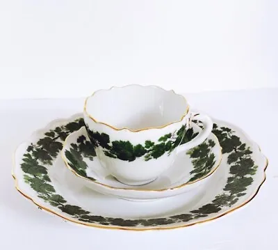 Meissen Ivy Cup Saucer + Plate 3 Piece Set Antique Porcelain Carl Teichert • $45