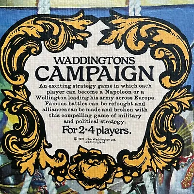 Campaign Vintage Board Game 1971 Classic Strategy Napoleonic War Collectible • £3.99