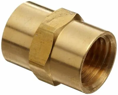 $5.26 • Buy  Solid Brass Hex Pipe Coupling 1/4  Female NPT  Air Fuel Gas Water  
