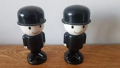 Vintage Spillers Homepride Plastic  Fred  Two  Salt Pots  11cm Tall   1970s • £9.99