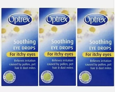 Optrex Soothing Eye Drops For Itchy Eyes (3 X 10ml) Hay Fever Allergy Relief • $18.11