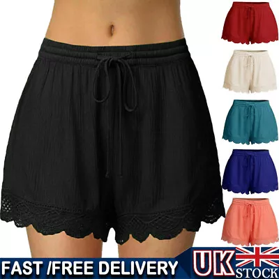 Womens Ladies Lounge Beach Summer Shorts Cotton UK Size 8 10 12 14 16 18 20 22 • £6.26