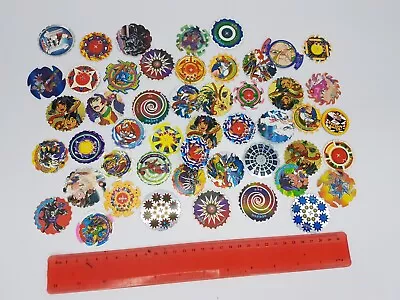 Lot Of 49 Plastic Spinning Top Tazos - Beyblade Stunt Wheels Dragonball Z • $16.96