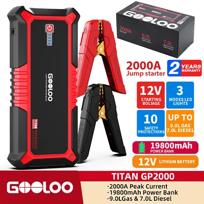 GOOLOO New GP2000 Jump Starter 12V 2000A Portable Battery Charger Jump Pack • $59.99