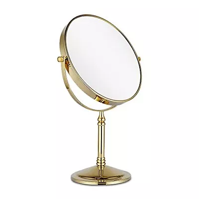 Makeup Mirror 10x Magnification Vanity Mirror Tabletop Two-Sided Swivel Gold ... • $52.61