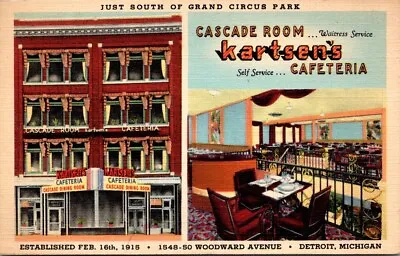 Vintage Postcard Roadside Kartsen's Cafeteria Detroit Michigan • $4.19