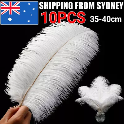 10pcs 35-40cm White Ostrich Feathers Plume Centerpiece Wedding Party Table Decor • $18.85