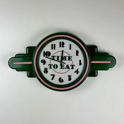 Vintage  Time To Eat  Green & Pink Wall Clock - Mid-Century Modern • $799